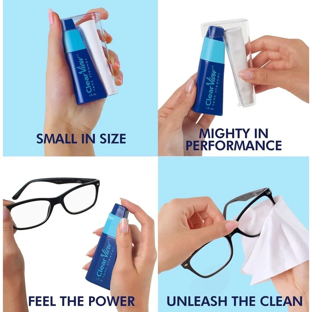 Clear View Lens Cleaner Kit Travel Combo w/ Cloth Safe For All Lenses, 1oz.
